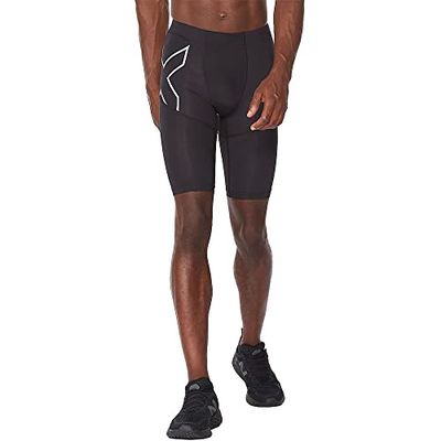 2XU Run Dash Compression Shorts Shorts, Uomo, Black/Silver Reflective, S