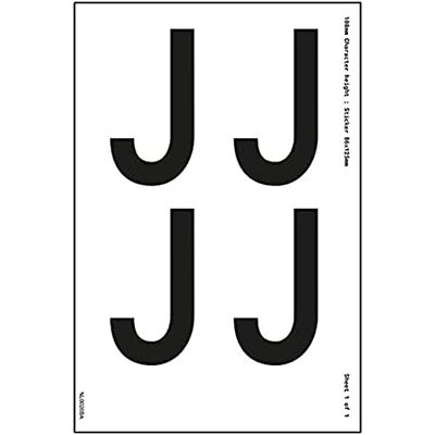 One Letter Sheet - J - 9mm Character Height - 300x200mm - Self Adhesive Vinyl