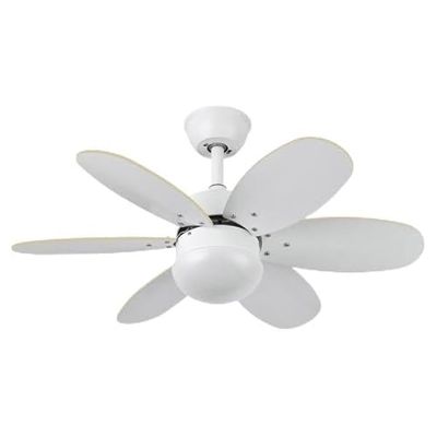 Zarivy Ventilator DC 2 x e27, wit, met 6 vleugels, omkeerbaar, wit/beuken, 41 x 85 cm, afstandsbediening en timer, ideaal voor het opfrissen van ruimtes.
