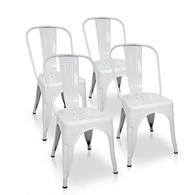 La Chaise Spaniola stoel TOLIX met rugleuning, wit Verpakking van 4 eenheden 53.50x52x73 cm Regulable