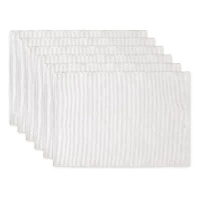 DII Basic Everyday Conjunto de toalhas de mesa individuais caneladas 100% algodão, 13 x 19 polegadas, branco, 6 peças