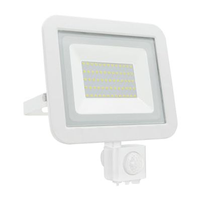 Projecteur LED plat 50 W avec capteur, idéal pour l'éclairage extérieur, la sécurité et les événements.