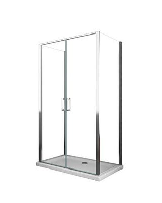 Box Cabina Doccia composto da 2 Pareti Fisse e 1 Porta saloon battente Vetro 6 mm Easyclean H.190 Cromo (2 Fisse 72,5-75 + 1 Saloon 77-80)