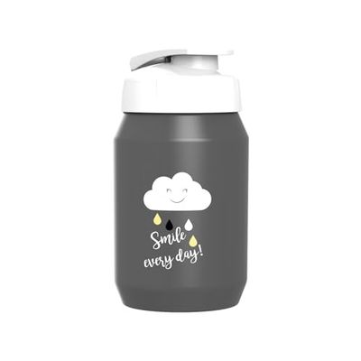 BOBIKE 8649400005 - Bottle ONE for Children with 450 ml Capacity and "Shaker" Cap BPA-Free Bicycle Drinking Bottle in Grey Nardo/White