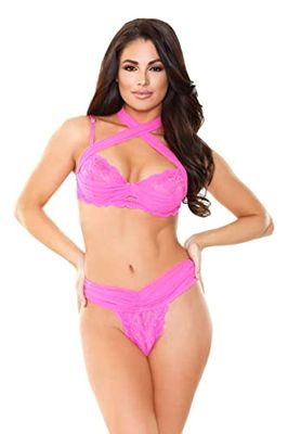 Tease Women's Lingerie Set B419-SM, Shocking Pink, S-M
