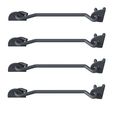 Alberts 839161 Stormhaak | met hoekplaten of oogjes op platen | Ovado | grafietgrijs | lengte 233 mm | haak-Ø 8 mm | Set van 4