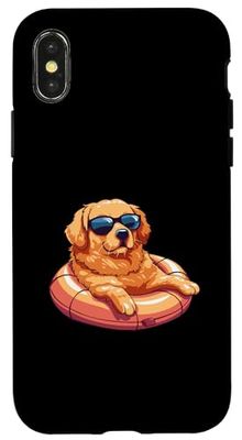 Carcasa para iPhone X/XS Lindo perro golden retriever vacaciones de verano