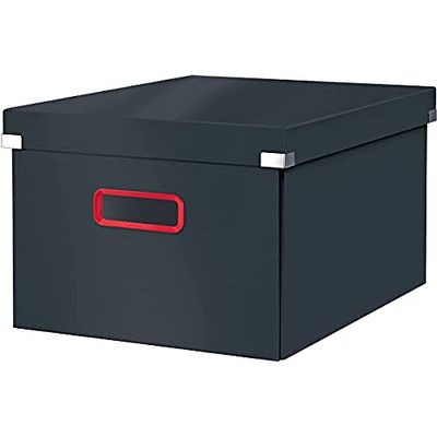 Leitz Click & Store - Boîte de Rangement Pliable avec Couvercle, Carton Solide, Format A4, Maison / Bureau, Gamme Cosy, Gris, 53480089