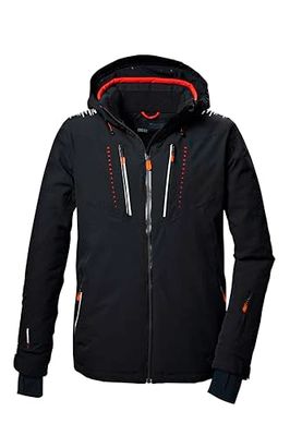 killtec Uomo Giacca da sci/giacca funzionale con cappuccio con zip, paraneve e ventilazione sotto le ascelle KSW 46 MN SKI JCKT, schwarz, S, 41984-000