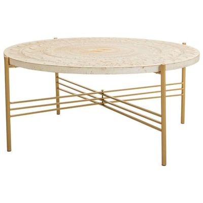 Mesa De Centro De Madera Y Metal Blanco