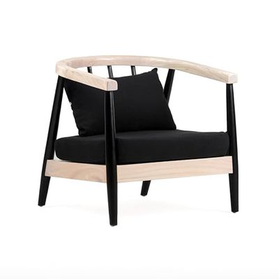 Fauteuil, 64 x 70 x 66 cm, natuurlijk hout/zwart, stof zwart