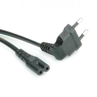LINK LKC718B Câble d'alimentation avec fiche Italienne Bipolaire 90°, Prise 8 Form Femelle C7, Noir, 1,8 m