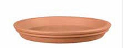 SOTTOVASO IN TERRACOTTA CHIARA, DIAMETRO CM. 41, ALTEZZA CM. 4,8 (ADATTO PER UN VASO CHE HA UNA BASE DI CM. 35) PIEDINI GIARDINAGGIO FIORIERA IN COTTO