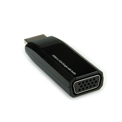 ROLINE HDMI VGA Adapter met Audio Dongle I HDMI VGA Converter Active I 1080p Full HD I HDMI-stekker op VGA-bus I zwart