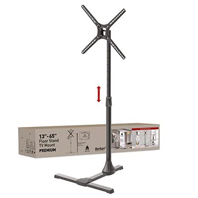 Barkan 13-65 inch kantelbare en in hoogte verstelbare tv-vloerstandaard, houdt tot 50 kg, 5 jaar garantie, standaard, voor LED OLED LCD, max. VESA 400x400, tv-houder, Xcnbstodhgstl, zwart