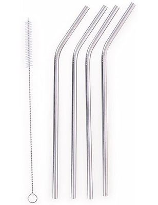 alpina Pailles en acier - Réutilisables - Pailles - 4 pailles y compris brosse - Pailles en fer