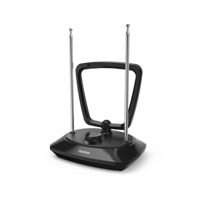 Hama Antena pokojowa DVB-T2 35 RI-3 (wewnętrzna, domowa, do TV, telewizji telewizorów, led, wtyczka koaksjalna, aktywna, kabel 2m, 5G LTE) czarna