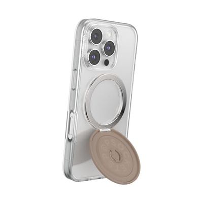 PopSockets Poignée Kick-Out pour MagSafe, poignée de téléphone avec Support de téléphone intégré, béquille réglable pour Portrait ou Paysage, Forte Maintien, Charge sans Fil Compatible - Latte