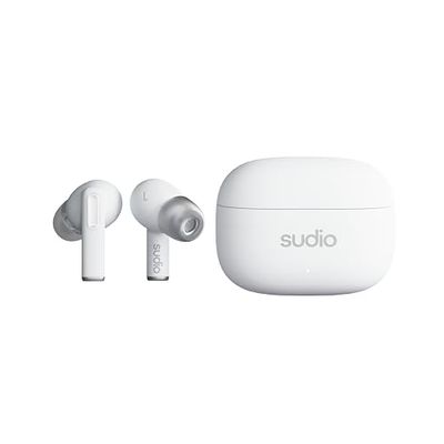 Sudio A1Pro White, Auricolari InEar con Bluetooth, Touch Control con base di ricarica wireless compatta, IPX4, Active Noise Cancellation, con microfono integrato, Premium Crystal Sound