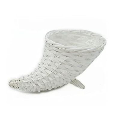 Vacchetti Porte-Pot en Osier Blanc cornucopie 1P, Multicolore, Grande Taille