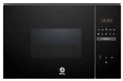 Balay 3CG5172N2 - Microondas, electrónico, Encastrable sin marco, 38 cm, 20 l, 5 F, Aqualisis, Ap. lateral izquierda, 8 recetas, Plato giratorio 25.5 cm, Con grill, Cristal Negro