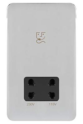 Schneider Electric Ggbl7090Bpcs Lisse rakapparat, 2 gäng, 115/230 V, polerad krom med svart interiör