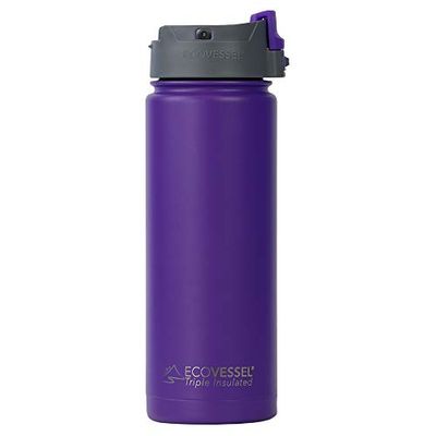 EcoVessel 's Perk Bottiglia da viaggio isolata sottovuoto in acciaio inossidabile per caffè/tè con chiusura a pulsante, Purple Haze, 600 Medium/Large