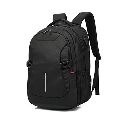 ACT Mochila Global para portátil de 15,6 pulgadas, puerto de carga USB, repelente al agua, 2 portabotellas, correas de compresión ajustables, fabricada con botellas de plástico recicladas - AC8530