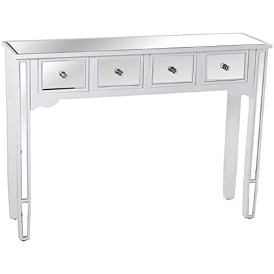 MESA ENTRADA MADERA/ESPEJO C/4CAJONES BLANCO 110X30X80CM