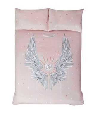 Rapport Home ANGELW-King-BLSH Rapport-Juego de Funda de edredón con diseño de alas de ángel y Estrellas, Algodón-Poly-Jersey, Rosa, Matrimonio