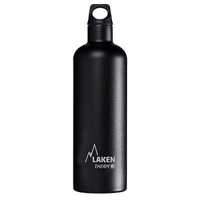 Laken Futura garrafa térmica aço inoxidável 18/8 e parede dupla a vácuo, unissexo adulto, preto, 750 ml