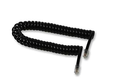 PRO SIGNAL PPW00039 Black RJ10 Plug to Plug Coiled Telephone Handset Cable - 1.4m