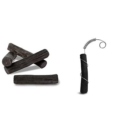 BLACK+BLUM | Charcoal Water Filter Sticks | 4 Pieces, Last 6 Months Each, Wood Black & Charcoal Water Filter Hydration with Locking Coil, Old Japanese Tradition, Lasts 6 Months, Natural Wood