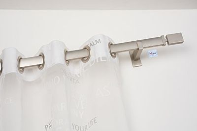 InCasa Barra Rectangular para Cortina, 260 cm sin Anillos de Longitud, Perfil de 31x12 mm, en Acero satén – Completo