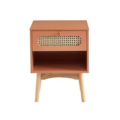 BAÏTA Nachtkastje SIXTINE Terracotta en rotan rieten