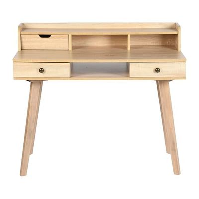 39F FURNITURE DREAM Bureau d'ordinateur Design Moderne en Panneau à Particules, avec tiroirs de Rangement et étagère supérieure en Bois Clair, chêne, 105 x 55 x 90 cm