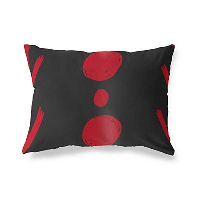 BonaMaison Rouge-Noir Housse de Coussin Motif, Taie d'oreiller pour Lit Voiture Canapé Maison Salon Chambre, Décoration D'intérieur, 45x60 Cm - Conçu et Fabriqué en Turquie