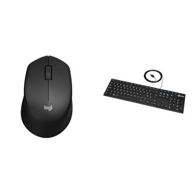 Logitech M330 SILENT PLUS & Amazon Basics Low-Profile Wired USB Keyboard