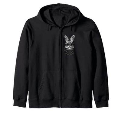 Happy Easter Bunny Rabbit Pocket Sunglasses Boys Men Kids Zip Hoodie