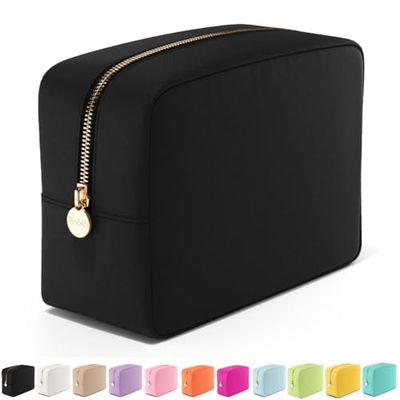 EMBLA Makeup Bag,Travel Bag Pouch, Toiletry Bag, Makeup Organizer, Nylon Cosmetic Zipper Pouches,Clutch, Coin Purse, Storage Bag Organizer, Make up Bags,Mini, Small, Large for Women, Girls, Black, L