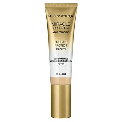 Max Factor Miracle Touch Second Skin Base de maquilhagem, tom 03, 30 ml