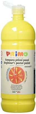 PRIMO Farba do malowania szkolnego tempera dla dzieci, butelka 1000 ml z nakrętką dozującą (żółta)