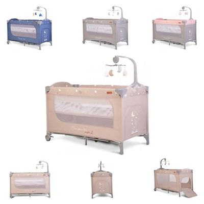 Cangaroo Once upon a Time reisbed, 2 niveaus, zijingang, matras, mobiel, kleur: beige