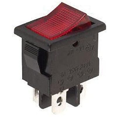 INTERRUTTORE DI POTENZA A BASCOLO 3A-250V SPST ON-OFF - CON TESTONE NEON ROSSO