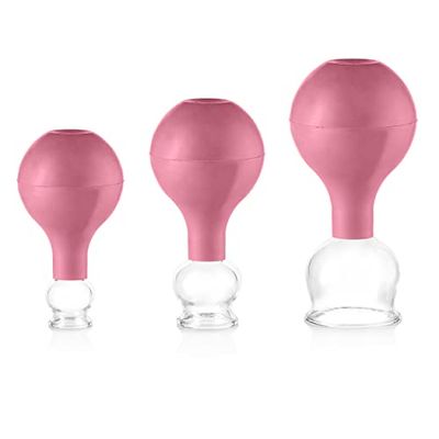 pulox Cupglas van echt glas set van 3 incl. zuigbal 25 mm, 32 mm & 40 mm, roze