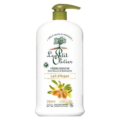 Le Petit OLIVIER – Bardzo miękki i nawilżający krem pod prysznic - mleko arganowe - dla całej rodziny - neutralne pH dla skóry - bez mydła, bez barwników - Made in France - 750 ml
