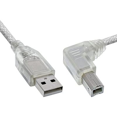 InLine 34520R USB 2.0 kabel, A till B, vinklad, höger, transparent, 2 m