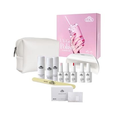 LCN Shellac Starter Set – Set manicure per principianti: interno con smalto UV e lampada LED – Vegano, senza sperimentazione animale e senza HEMA – 1 set