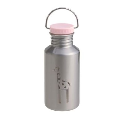 LÄSSIG Gourde en acier inoxydable pour enfants avec Sport Cup supplémentaire Anti-fuite/Bottle Stainless Steel Safari Giraffe