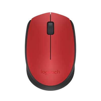 Logitech M171 Draadloze Muis voor PC, Mac, Laptop, 2,4 GHz met USB Mini-ontvanger, Optische Sensor, 12 Maanden Batterijduur, Links- en Rechtshandig - Rood